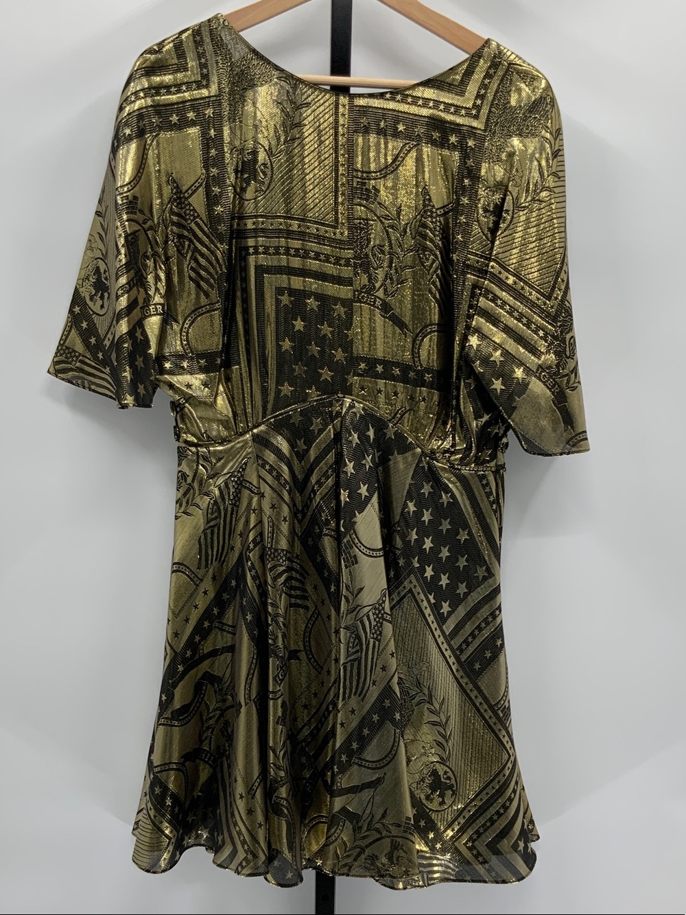 Tommy Hilfiger Metallic Gold and Black Print Mini Dress